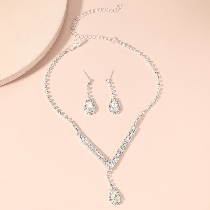 Wholesale Light Luxury Trend Versatile Simple Geometric Necklace Earring Set